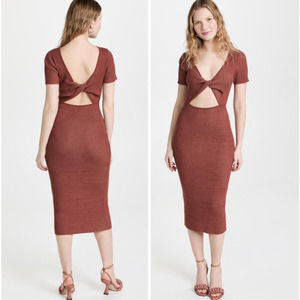 NEW! NAADAM Size Small Ribbed Reversible Twist Dress $325 msrp Brick Red J6-5